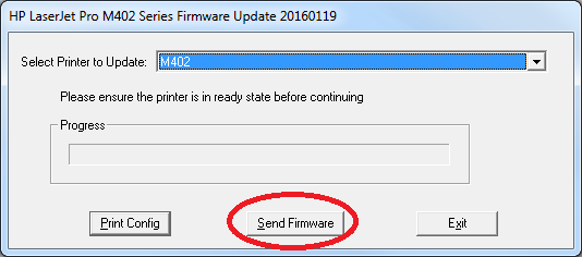 Updating firmware on HP LaserJet Pro M402 printers ...